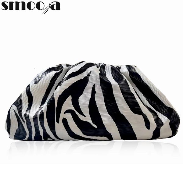 

evening bags smooza fashion day clutch dumpling bag zebra holographic clip purse bag women pleated purses and handbags luxury designer 23040