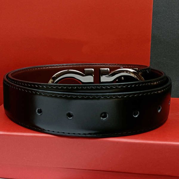 

men women solid color belts fashion retro double-sided reversible smooth buckle casual belt wide 3.3 luxury designer denim belts wholesale, Black;brown