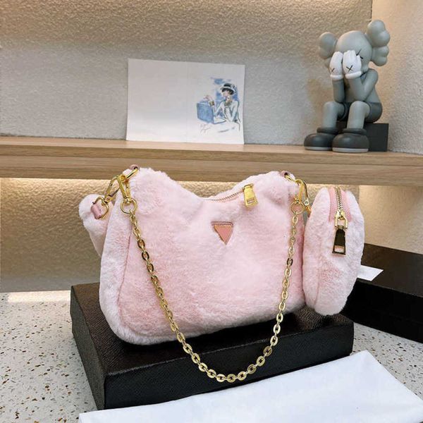 

luxurious bag womens designer bag luxury chain crossbody purse fashion hairy design handbag classic 3 in 1 hobo shoulder bags wallet 221116