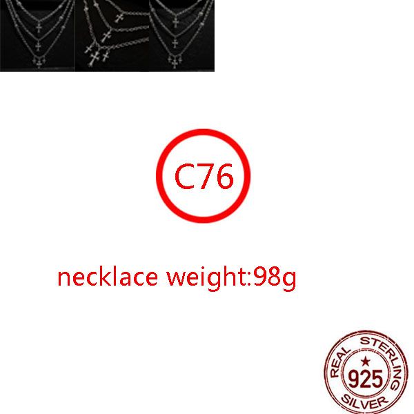 

c76 s925 sterling silver necklace personalized fashion punk hip hop style jewelry triple chain cross flower set diamond letter shape gift fo