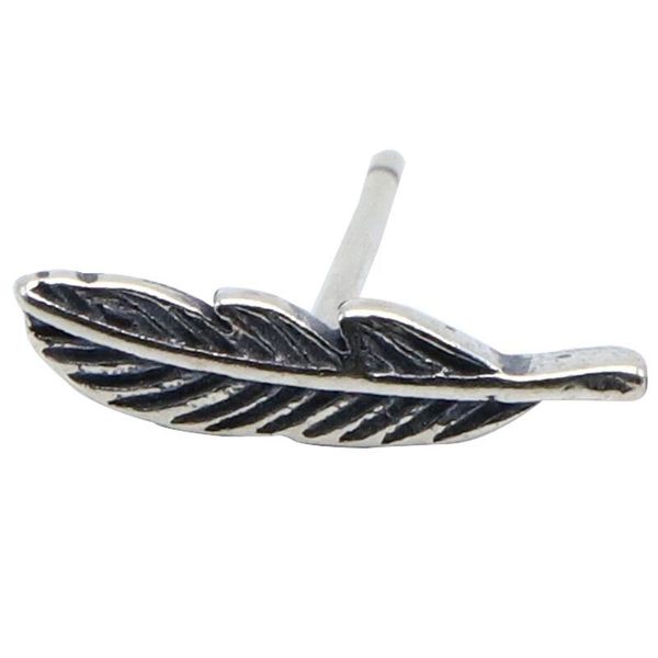 

e02 s925 pure silver ear studs personalized fashion punk hip hop style feather earrings jewelry shaped lover gift, Golden