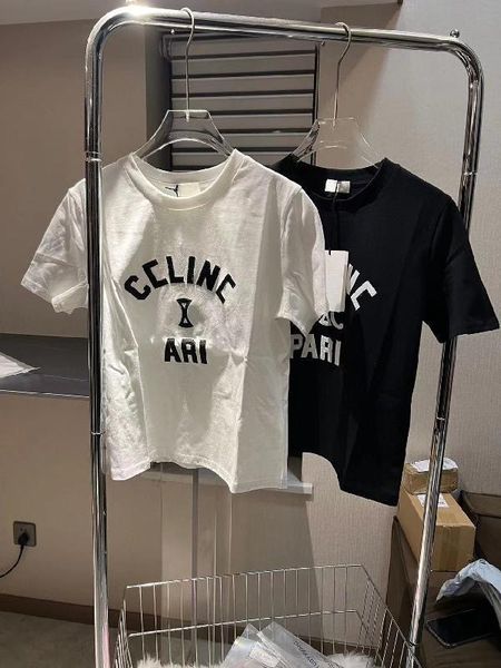 

women's t-shirt couple designer 2023 high-end new ce arc de triomphe letter applique embroidery short-sleeved round neck temperament t-, White