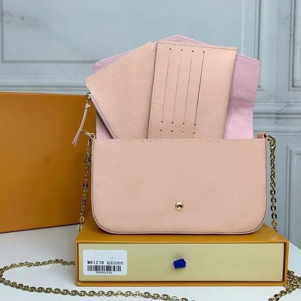 

2021new high qulity pu mobile phone bag wallet three-piece, brand luxurious three-in-one chain bao shoulder bags messenger detachable no box