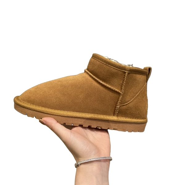 

snow boots for women Snow sheepskin fur one winter short tube padded thickened warm cotton shoes designer fluffy snow boot winter australia platform ankle wool shoe, Black