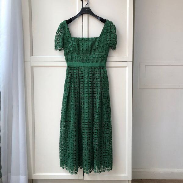 

fanncy dress green lace hollow out midi dress, Black;gray