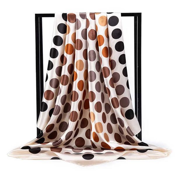 

sarongs 90x90cm bandannas fashion new square shawls popular dot print headcloth luxury sunscreen silk scarves 2022 four seasons kerchief p23, Blue;gray