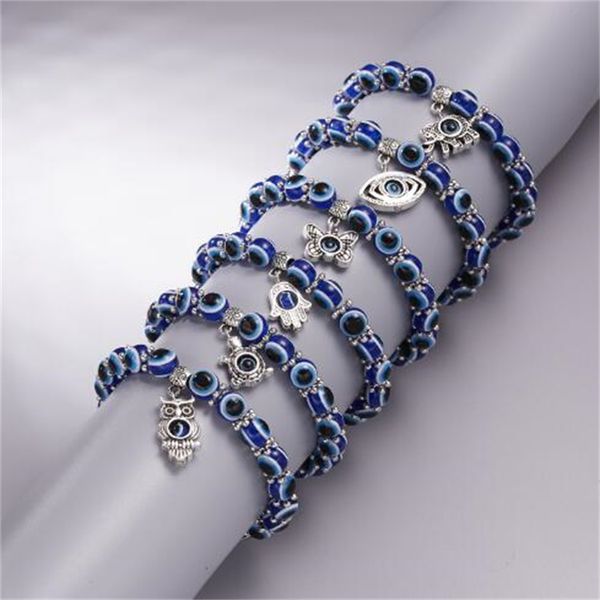 

european and american devil's eye bracelet creativity fatima's hand vintage eye beads hand string ae632, Golden;silver