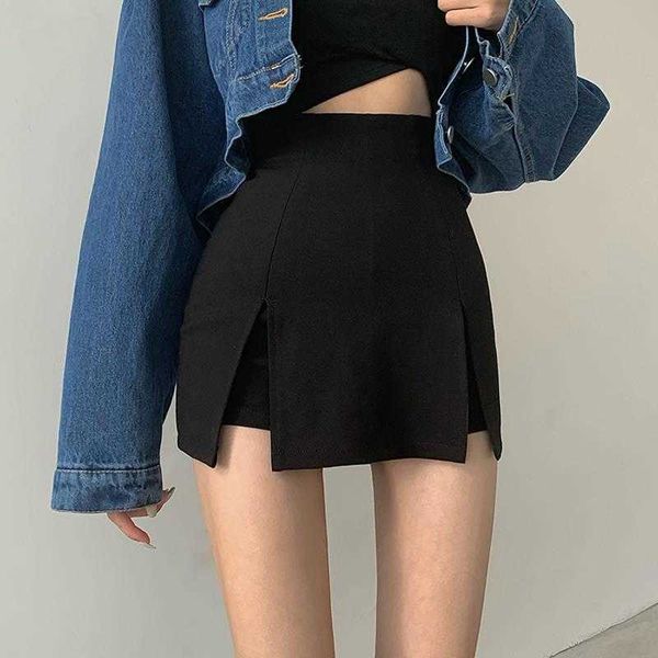 

skirts split shorts skirt women's office ladies suit skirt summer new black mini a-line pants skirt high waist wide leg shorts p230403