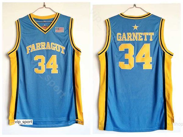 

high school kevin garnett jersey 34 men blue basketball farragut jersey sale breathable pure cotton for sport fans on sale, Black