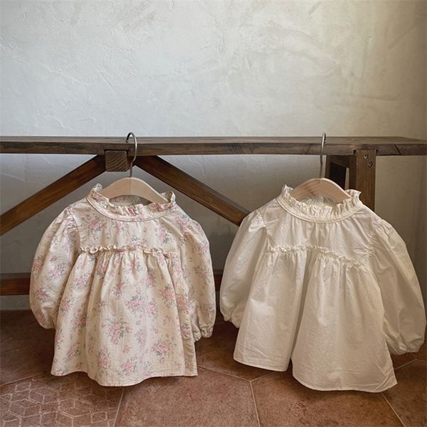 

kids shirts vintage ruffled lace girls' shirt spring autumn cotton long sleeve children's shirt baby shirt children's zipper, White;black