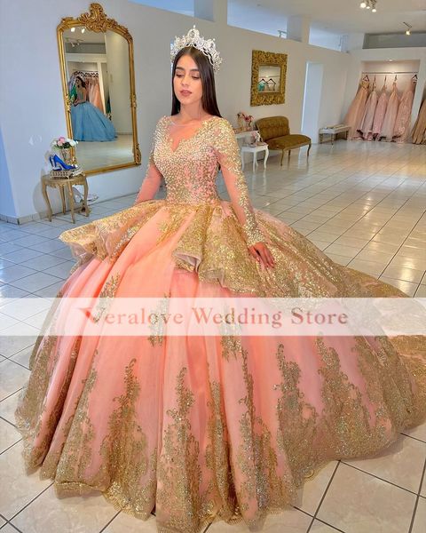 

princesa quinceanera dresses ball gown long sleeves appliques lace girl sweet 16 party dresses vestidos de 15 anos custom made, Blue;red
