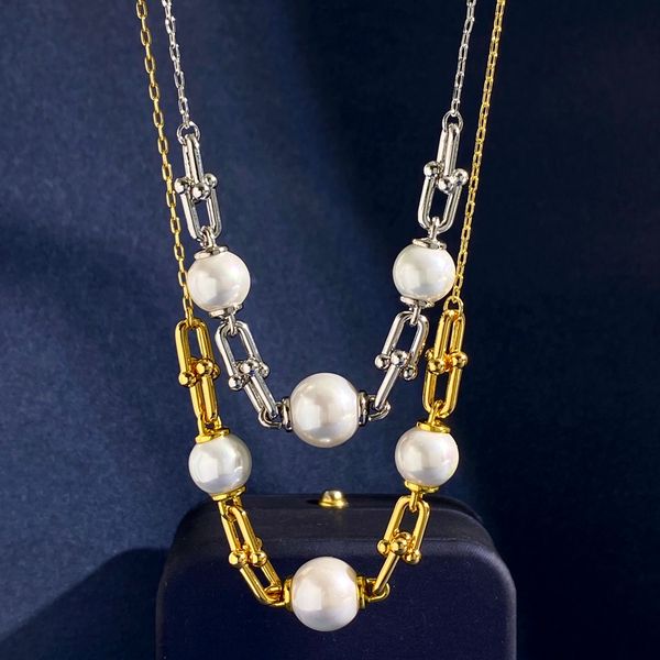 

2023 new necklace bamboo knot pearl chain necklace for women pendant ladies fashion ing, Silver