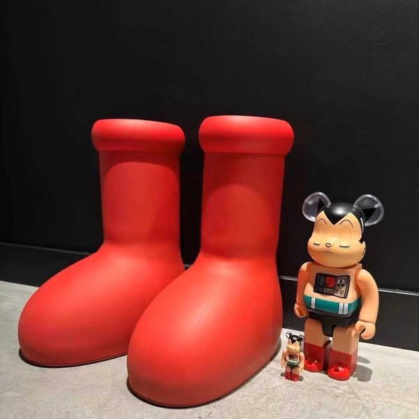 

luxury designers astro boy big red boots cartoon tall boot rubber sneakers dora shoes round toes knee-high welliesmischievous shoes with box, Black