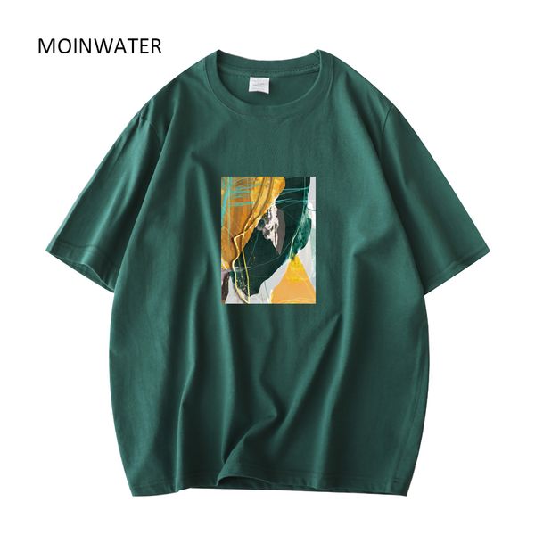

women's t-shirt moinwater women dark green art print t shirts female cool streetwear white khaki cotton tees lady for summer mt2 23033