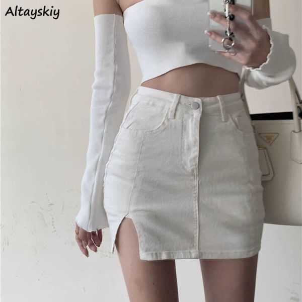 

skirts skirts women fashion solid design denim high waist students minimalist ulzzang comfort daily basic teens vintage elegant cozy p230403, Black
