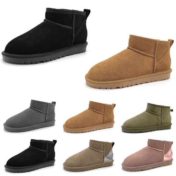

2023 womens ankle winter boot designer fur snow boots tasman slipper flat heel fluffy mules real leather booties for men woman, Black