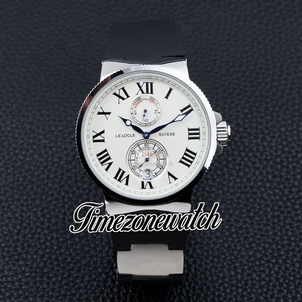 

jjf maxi marine dive 263-67-3/40 mens watch white dial black roman markers automatic power reserve steel case black rubber strap new watches, Slivery;brown