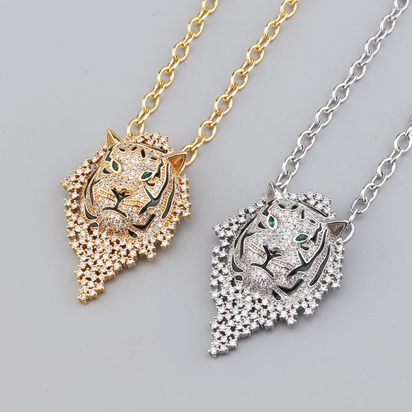 

gold silver tiger animal diamond chains luxury pendant necklace for women men designer jewelry fashion party christmas wedding gifts birthda
