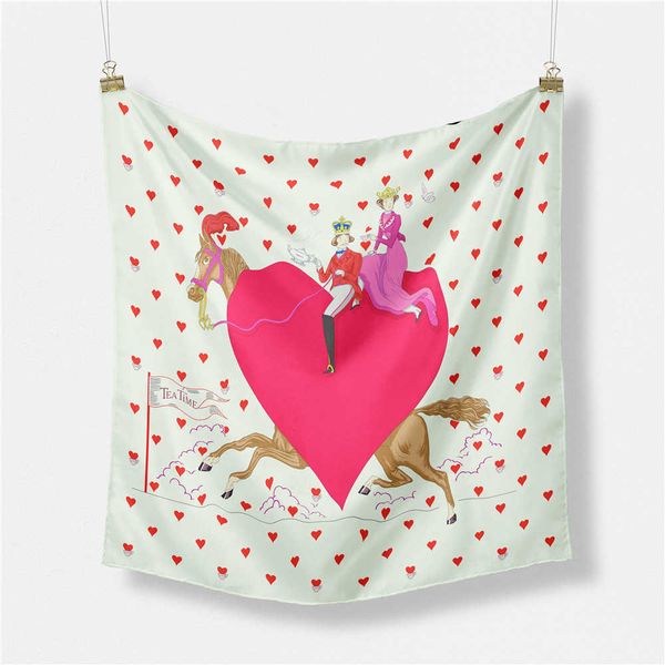 

sarongs 53cm lovers on horseback fashion brand scarves % twill silk scarves women design neckerchief hijab square scarf shawls p230323, Blue;gray