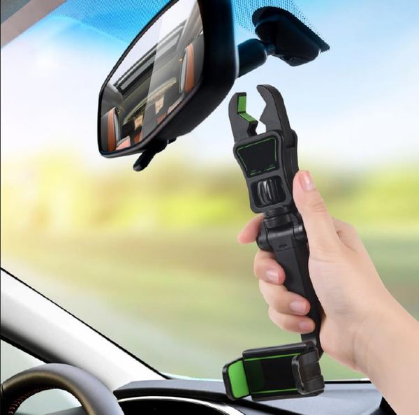 

2023 car holder new car phone bracket rotating telescopic ar navigation rearview mirror back seat cushion car magic clip bracket