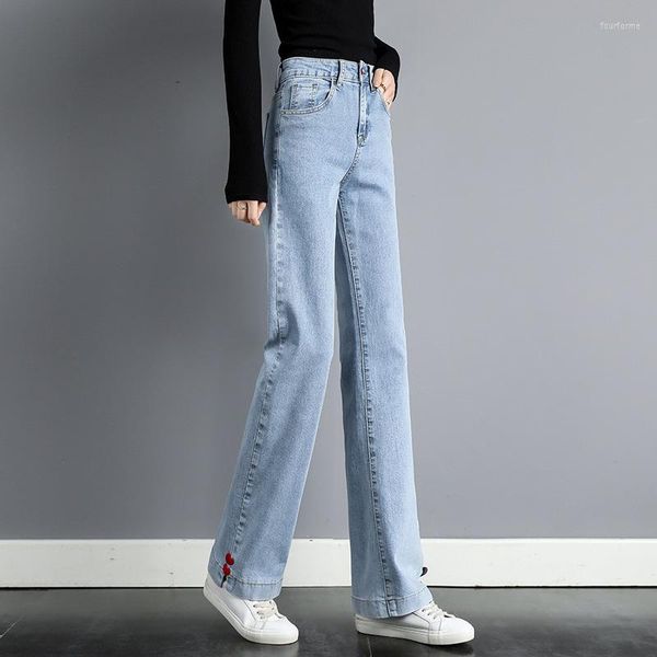 

women's jeans blue stretch for women vintage fashion streetwear women's pants straight trousers hight waist denim cool trend