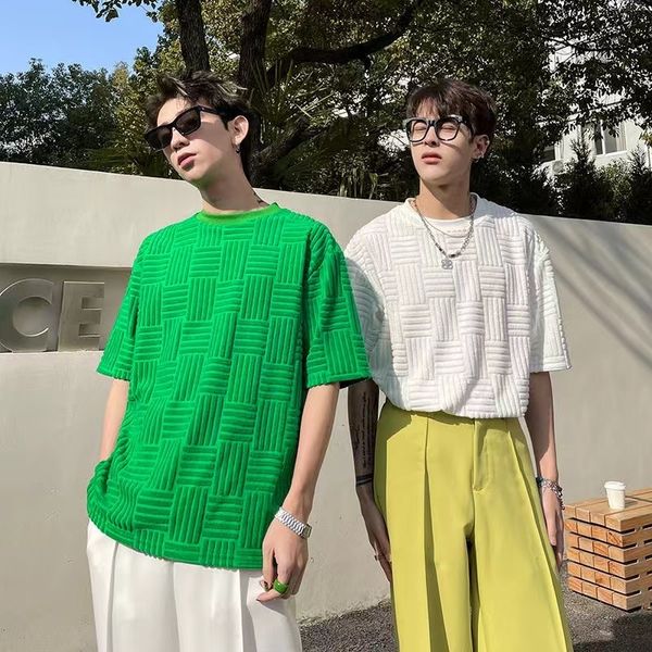 

men's t-shirts summer men's green short sleeve t-shirt fashion trend super feel loose fit t-shirt round neck t-shirt 230403, White;black