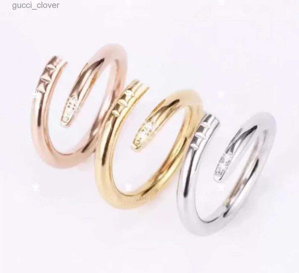 

nail ring with box classic luxury designer jewelry mens and women titanium steel gold-plated gold silver rose never fade lovers couple rings