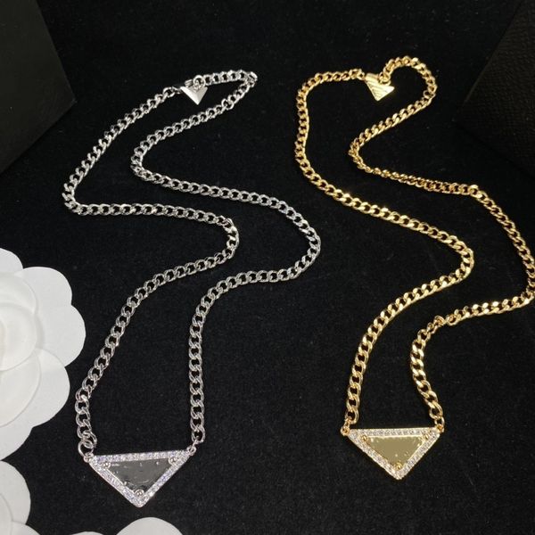 

2023 fashion women luxury designer necklace choker pendant chain crystal gold plated brass copper c-letter necklaces statement jewelry acces, Silver