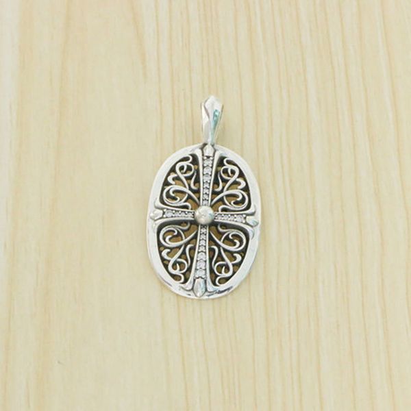 

b155 s925 sterling silver pendant cross flower punk hip hop style personalized classic jewelry gift for lover