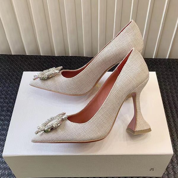 

amina begum women muaddi crystal high-heeled shoes new style bowtie pumps pointed toes crystal-sunflower dress shoes luxury designer wedding, Black