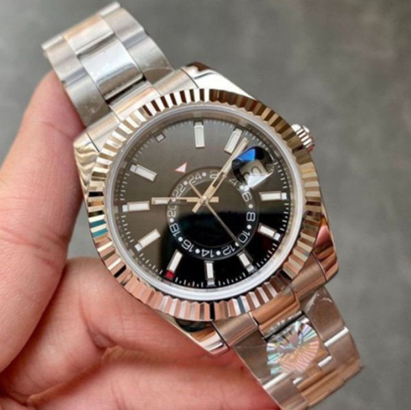 

mens reloj watches steel automatic movement small dial calendar 41mm black dial reloj watch stainless sky dweller wristwatches montre de lux, Slivery;brown