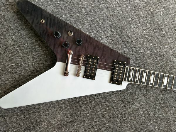 

oem flying v electric guitar chrome hardware without pick guard hunbucker pickup gloissy finish delivery