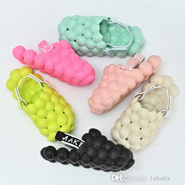 

2023 new kids spa slippers summer beach eva sandals lady men kids bubble slides with strap childern shoes, Black;grey