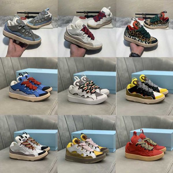 

2023 designer paris curb painted low casual shoes catwalk stitching embossed suede leather rubber platform loafers breathable lanvins sneake, Black