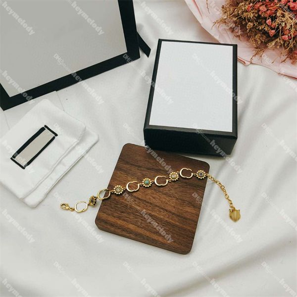 

classic double letter charm bracelets tiger head designer bracelet women chain floral bracelets party wedding engagement lovers gift, Golden;silver