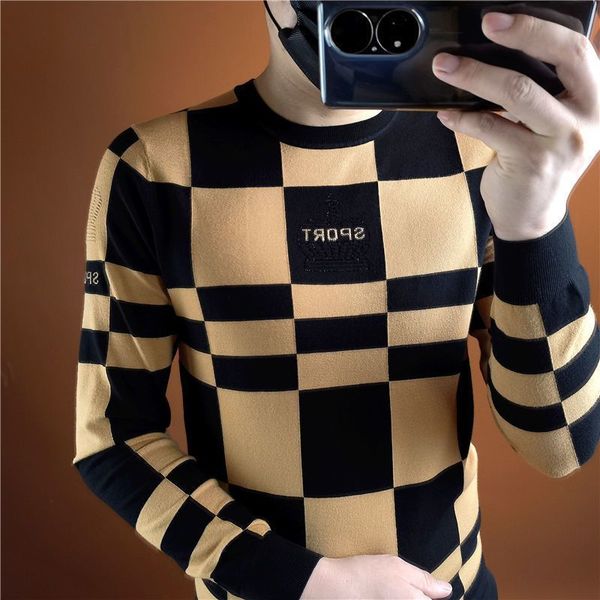 

men's t-shirts fashion printed o-neck loose letter lattice t-shirt clothing autumn oversized casual pullovers korean tee shirt 230404, White;black