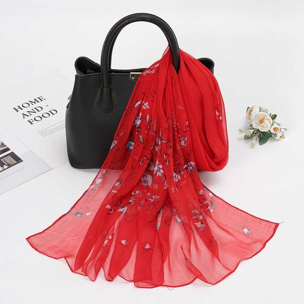 

sarongs women floral silk scarf outdoor casual chiffon shawl ladies girls neck decorative scarves trendy beh towel 160cm p230403, Blue;gray
