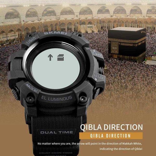 

wristwatches skmei 1680 digital watch men women bookmark language selection muslim wristwatches pilgrimage time reminder watches for islamic, Slivery;brown