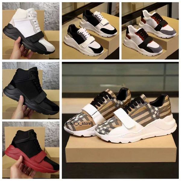 

sneaker leather burbrerys trainer luxury shoes sneakers man woman designer real casual running shoes brand ace slide slipper boots by withou, Black