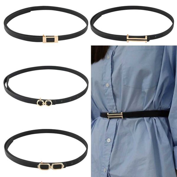 

belts fashion casual vintage luxury design waist strap trouser dress belts metal buckle waistband leather thin belt z0404, Black;brown