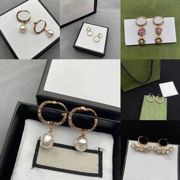 

designers classics women letters stud geometric famous brand round crystal rhinestone pearl earring wedding stud earrings, Golden;silver