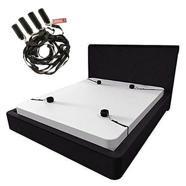 

fabric toughage bound please under mattress restraint bed bondage fetish fetish set system hand ankle cuffs toys for couple lingerie round d, Black;white