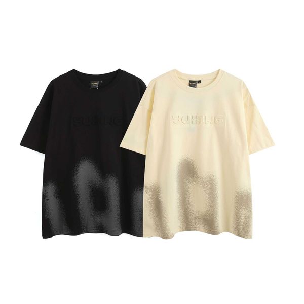 

2023 new american 230g quality double sand short sleeve t-shirt men's round neck loose men's bottom shirt, Black;white