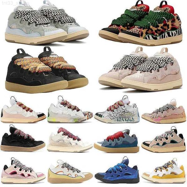 

2023 designer mens women lace-up lanvins shoes leather curb calfskin shoe rubber platform sole mesh woven extraordinary lanvins sneakers lux, Black