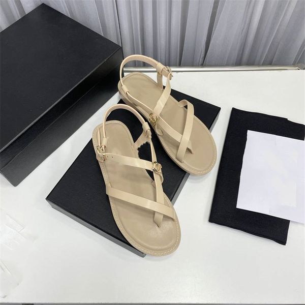 

summer popular women sandals 2023 channel luxury brand business dress wedding party leather high heels casual flat slipper 08-027, Black