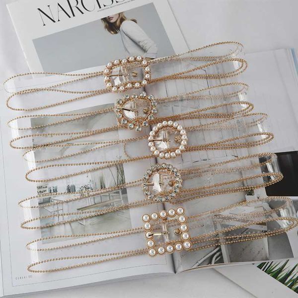 

belts new fashion diamond pearl waist belts design transparent belt white versatile waistband pvc plastic waist strap belts for women z0404, Black;brown