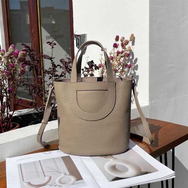 

h bag designer luxury vegetable first layer cow skin pig nose cabe basket for women leather bucket large capacity shoulder bag picotin