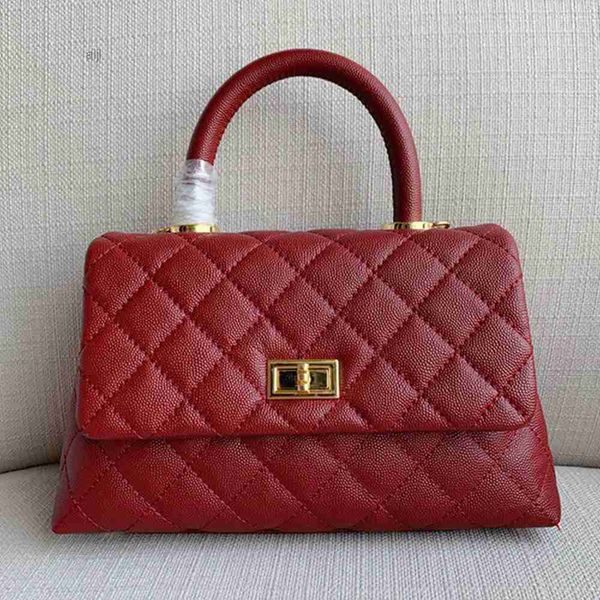 

wholesale genuine quilted caviar leather ladies handle designer handbag purse for women