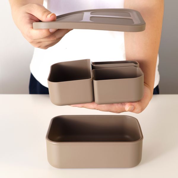 

cups dishes utensils detachable lunch box portable bento silicone for baby leakproof food container feedings set bowl tableware items 230403