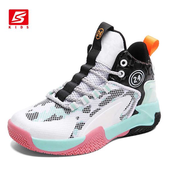 

athletic outdoor kids basketball shoes sneakers children for girls boy running trainers footwear sport mesh braethable casual shoe, Black